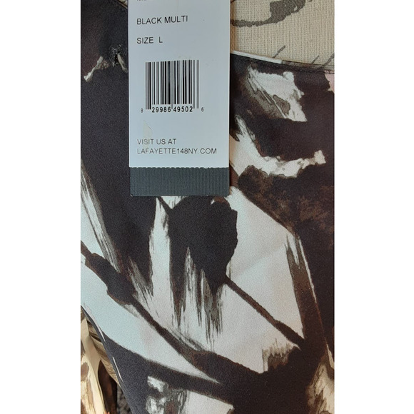 50% OFF) NWT Lafayette 148 New York Silk Blouse Black Multi Shirt MSRP $450 - Picture 6 of 9